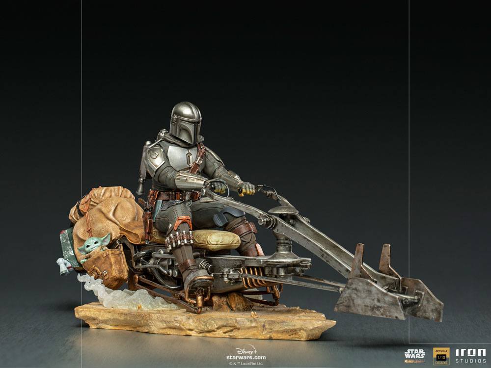 Mandalorian on Speeder Bike Statue 1/10 Art Scale Deluxe, Star Wars ...