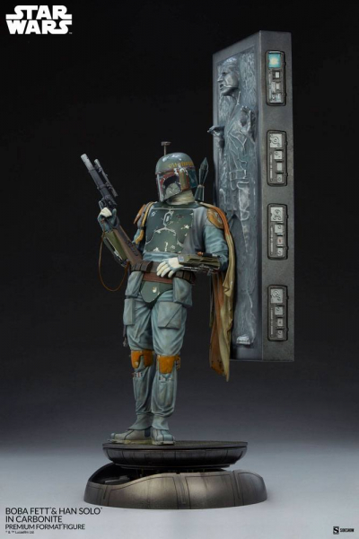 Boba Fett and Han Solo in Carbonite Statue 1/4 Premium Format, Star Wars: Episode V, 70 cm