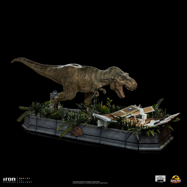 T-Rex attacks Donald Gennaro Statue 1/20 Demi Art Scale, Jurassic Park, 30 cm