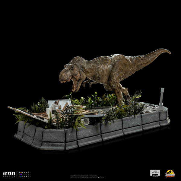 T-Rex attacks Donald Gennaro Statue 1/20 Demi Art Scale, Jurassic Park, 30 cm